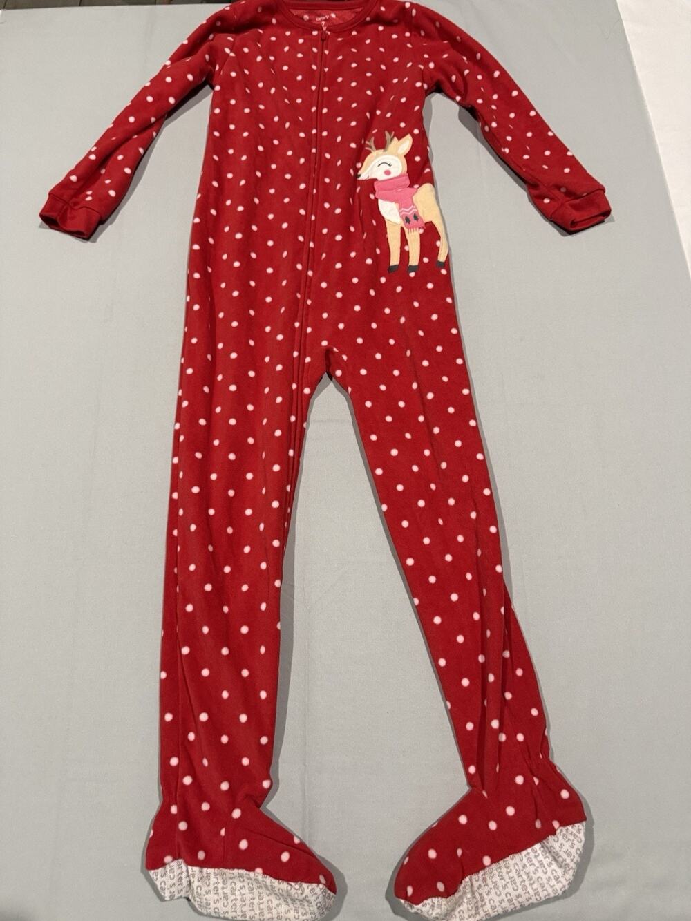 Carter's Girls Size 7 Red/White Polka Dot Footed Zip One-Piece Sleeper